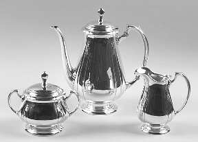 Lady Diana (Sterling, 1929, Hollowware) 3-Piece Coffee Set with Coffee Pot