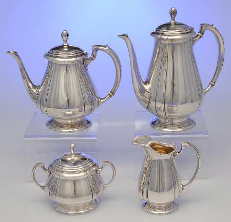 Lady Diana (Sterling, 1929, Hollowware) 4 Piece Tea Set (SCP, STP, SCR, SSU)