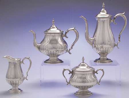 Symphony (Sterling, 1931, Hollowware) 4 Piece Tea Set (SCP, STP, SCR, SSU)