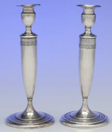 Virginia Carvel (Sterling, 1919, Hollowware) Pair of 10" Weighted Candlesticks