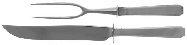 Craftsman (Sterling, 1932, Monograms) 2 Piece Small Carving Set W/ Sterling Guard