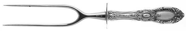 King Richard (Sterling, 1932, No Monos) Large Stainless-Prong Roast Carving Fork