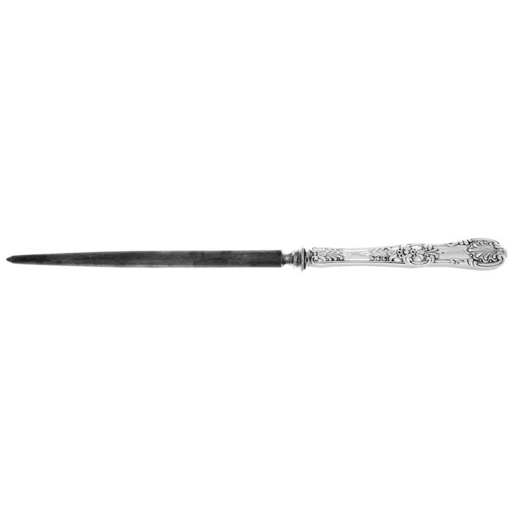 English King (Sterling, 1885, Monograms) Large Roast Steel Rod Knife Sharpener