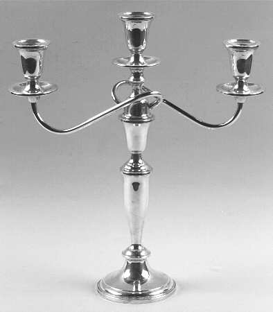 730 (Sterling, Hollowware) Weighted 3 Light Candelabra w/Drip Cups