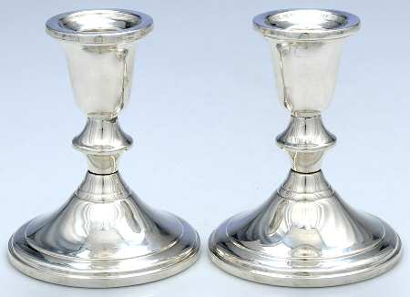 730 (Sterling, Hollowware) Pair of Weighted Candleholders