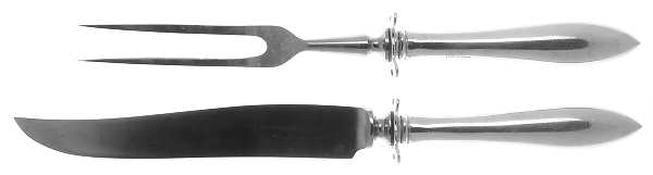 Lafayette (Sterling, 1905, Monograms) 2 Piece Small Carving Set W/ Sterling Guard