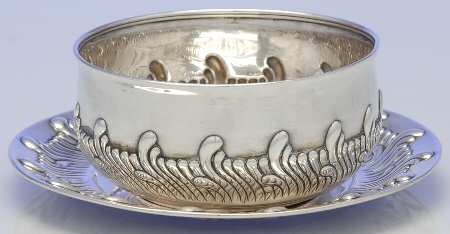 Wave Edge (Sterling, 1884, Waves, Hollowware) 2 Piece Sterling Child Set (Bowl and Plate)