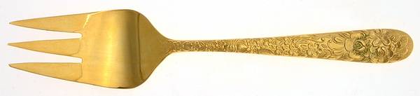 Golden Fragonard (Gold Electroplate) Medium Solid Cold Meat Serving Fork