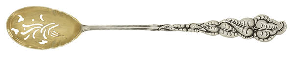 Atlantis-Ailanthus (Sterling, 1899, Monograms) Pierced Bowl Short Handle Olive Spoon