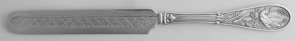 Japanese (Sterling, 1871, No Monograms) Solid Bright Cut Child Tea Knife
