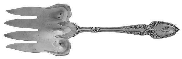 Broom Corn (Sterling, 1890, Monograms, M-T-C Stamp) Large Solid Fish Serving Fork