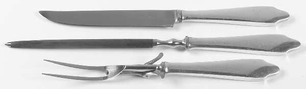 Clinton (Sterling, "L"-No Stamp) Large 3-Piece Roast Carving Set w/ Stainless Blade