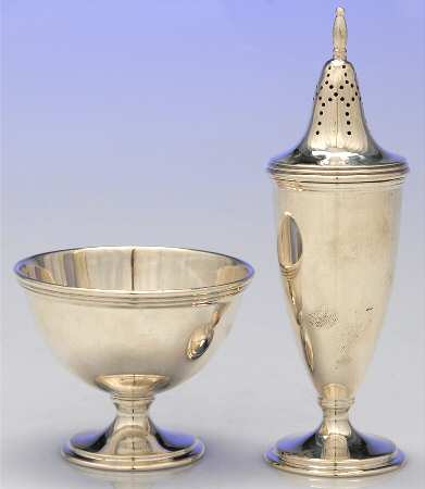 Hamilton (Sterling, Hollowware) Open Salt Master & Pepper Shaker Set
