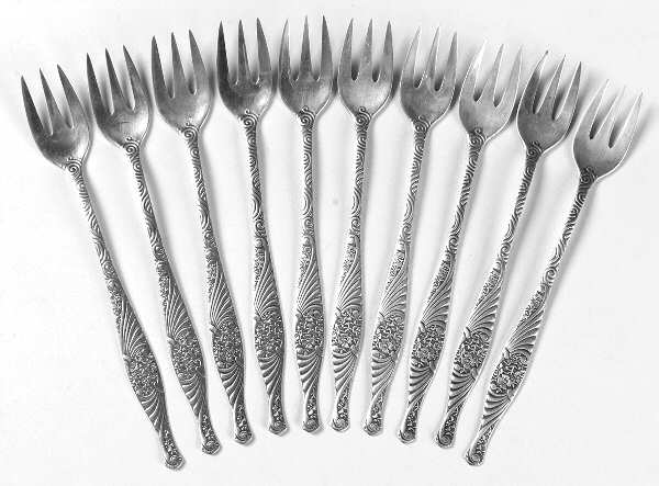 No. 10 (Sterling) Cocktail/Seafood Fork - Set of 10