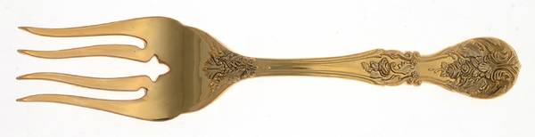 TWS330 (Gold Electroplate) Medium Solid Cold Meat Serving Fork