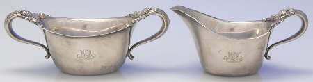 Clover (Sterling, Hollowware Only) Mini Sterling Creamer and Open Sugar