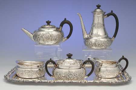 6233 (Sterling, Hollowware) 6 Piece Tea Set (SCP, STP, SCR, SSU, SWB, PWT)