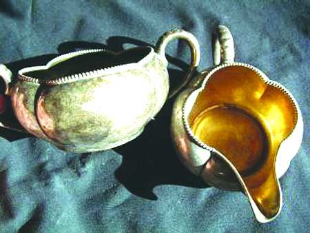 105 (Sterling, Hollowware) Mini Sterling Creamer and Open Sugar