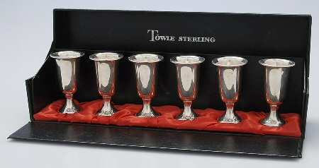 58 (Sterling, Hollowware) Weighted Cordial - Set of 6 with Case