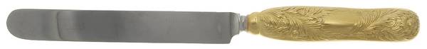 Chrysanthemum Gold (Str, 1880, Gold Vermeil) Blunt Hollow Table Knife with Bolster