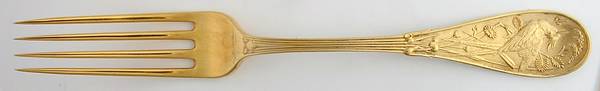 Japanese Gold (Strl, 1871, Gold Vermeil) Monogram Fork