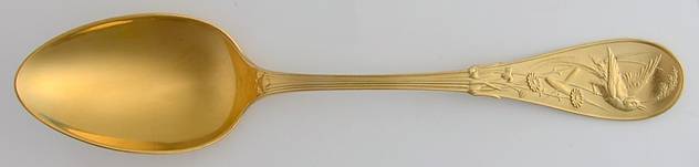 Japanese Gold (Strl, 1871, Gold Vermeil) Monogrammed Oval Dessert/Soup Spoon