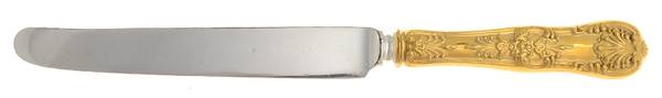 English King Gold (Str, 1885, Gold Vermeil) New French Hollow Knife with Bolster