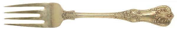 English King Gold (Str, 1885, Gold Vermeil) Solid Serving Fork