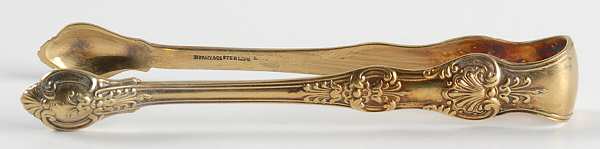 English King Gold (Str, 1885, Gold Vermeil) Small Sugar Tongs