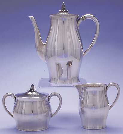 Paul Revere-Plain (Sterling, Hollowware) 3-Piece Coffee Set with Coffee Pot