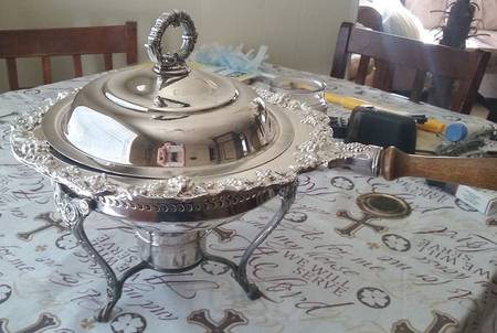 Margaux (Silverplate Hollowware) Chafing Dish W/Lid, Liner, Stand & Burner