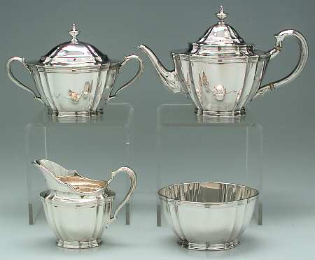 16479 (Sterling, Hollowware) 4 Piece Tea Set (STP, SCR, SSU, SWB)