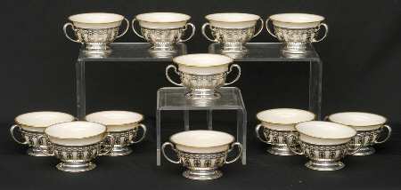 18673 (Sterling, Hollowware) Bouillon Cup with Liner - Set of 12