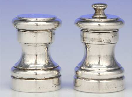 7 (Sterling, Hollowware) Weighted Salt Shaker & Pepper Mill Set