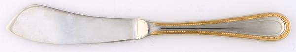 Beaded Antique Gold (Stnl, Gold Accent, Korea, Satin) Hollow Handle Master Butter Knife