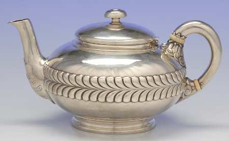 Wave Edge (Sterling, 1884, Laurel, Hollowware) Tea Pot