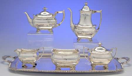 22034 (Sterling, Hollowware) 6 Piece Tea Set (SCP, STP, SCR, SSU, SWB, WTL)