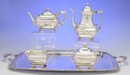 22034 (Sterling, Hollowware) 5 Piece Tea Set (SCP, STP, SCR, SSU, WTL)