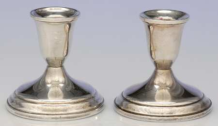 701 (Sterling, Hollowware) Pair of Weighted Candleholders