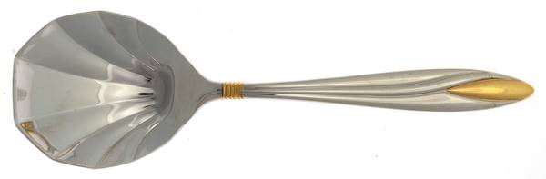 Savvy (Stainless, Gold Accent) Solid Serving Spoon