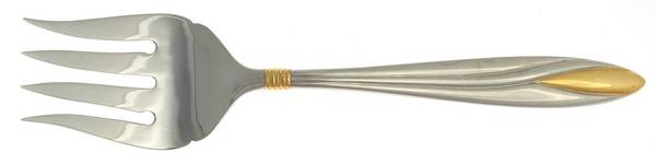 Savvy (Stainless, Gold Accent) Solid Serving Fork