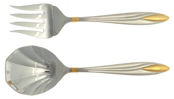 Savvy (Stainless, Gold Accent) Solid Serving Set