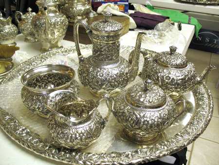 1982 (Sterling, Hollowware) 5 Piece Tea Set (SCP, STP, SCR, SSU, SWB)