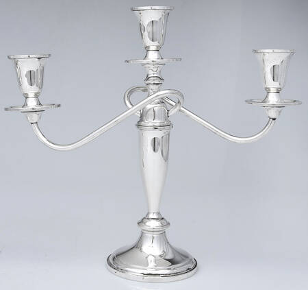 730 (Sterling, Hollowware) 3 Light Candelabra Weighted w/Drip Cups