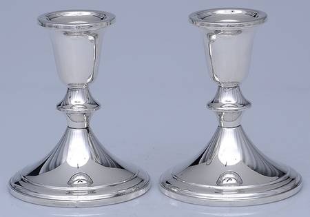 730 (Sterling, Hollowware) Pair of Weighted Candleholders