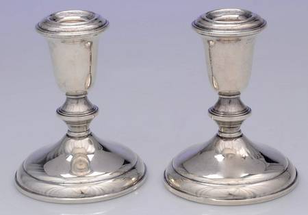 730 (Sterling, Hollowware) Pair of Weighted Candleholders