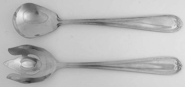 Old World Bead-Round Tip (Stainless) Solid Oversized Serving Salad Set