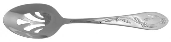 Old World Floral-Round Tip (Stainless) Pierced Tablespoon (Serving Spoon)