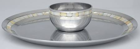 Mother of Pearl (Aluminum, Hollowware) (2 Piece) Chip & Dip Set
