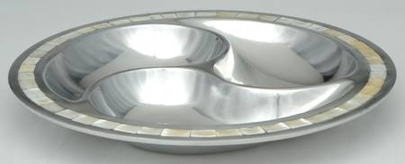 Mother of Pearl (Aluminum, Hollowware) 12" 3 Part Divided Round Tray